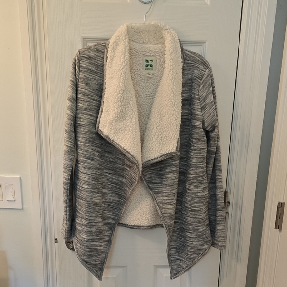 EUC GreenTea Gray and Cream Open Front Cardigan (#15) - Picture 1 of 2